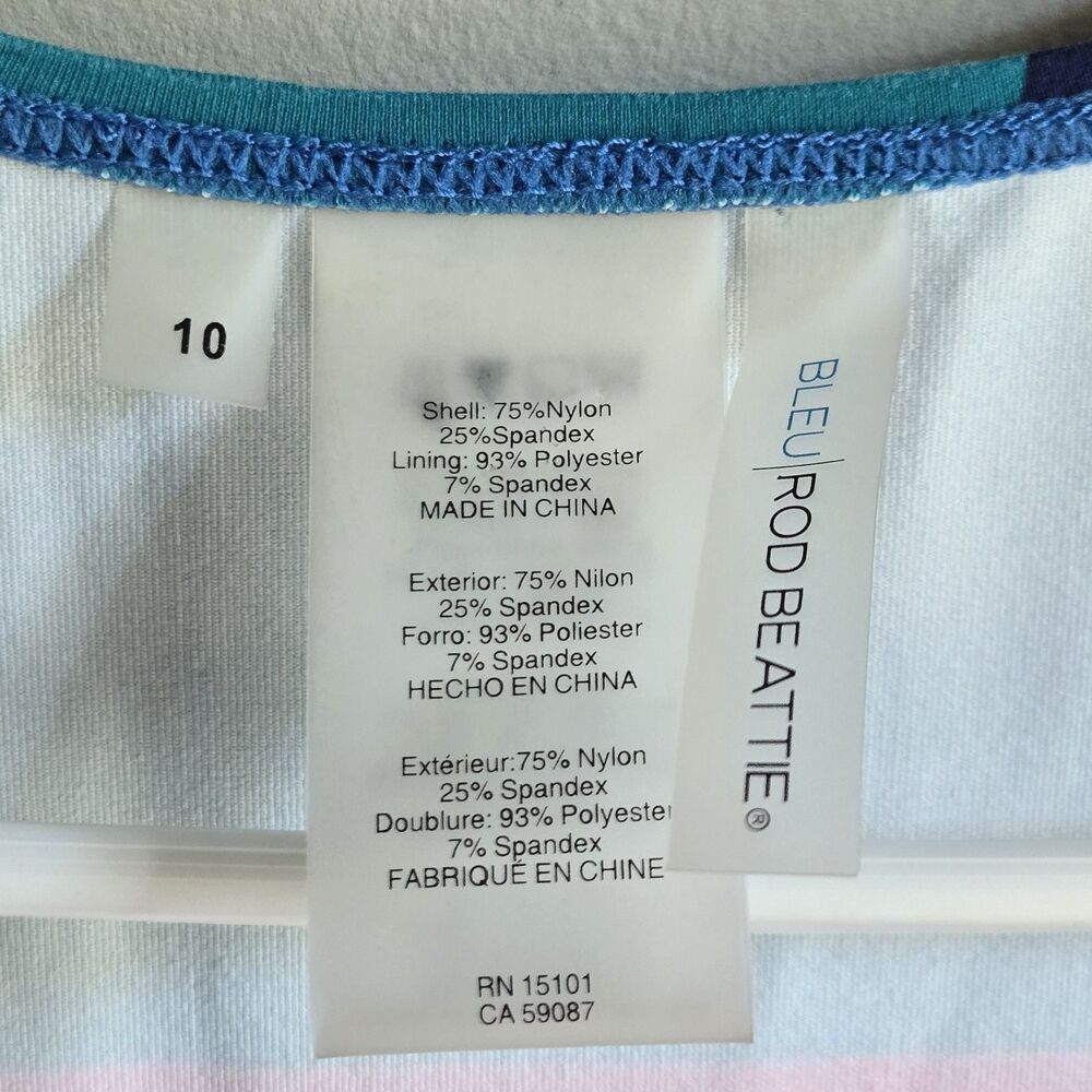 Bleu Rod Beattie Swimsuit Size 10 Onepiece Deep V Neck Colorful Abstract - Picture 5 of 6